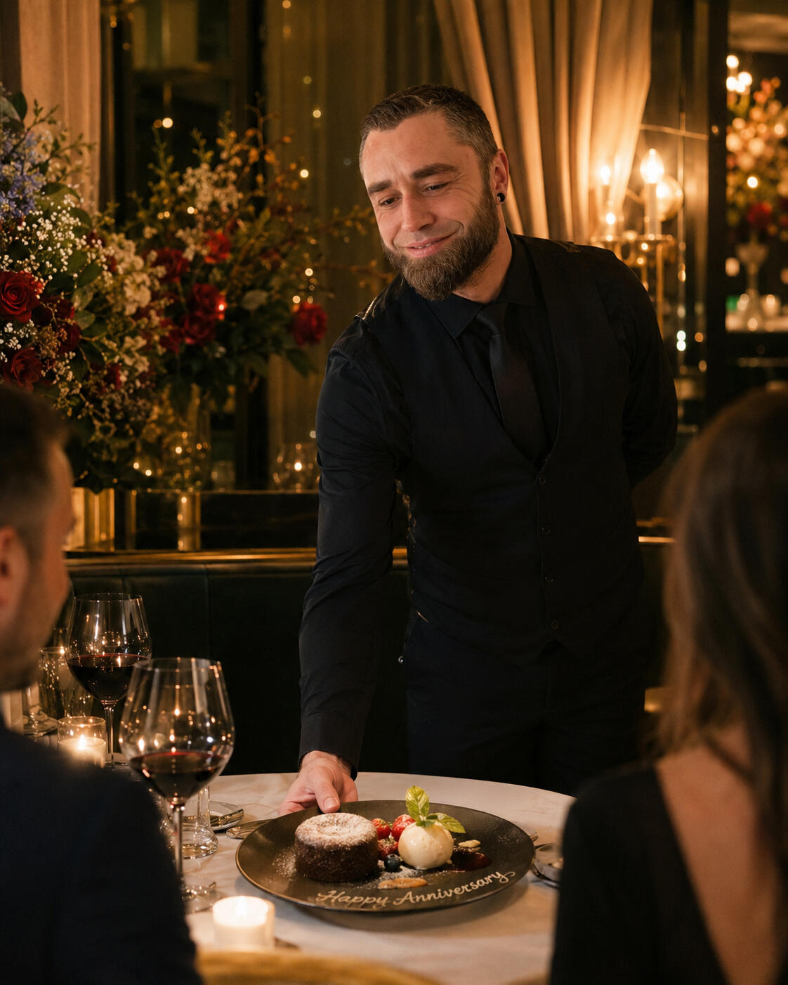 Dinner Service und Anrichten bei einem privaten Dinner